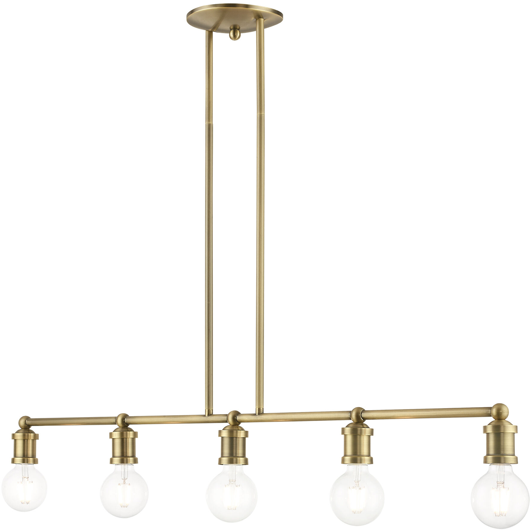 Lansdale 5 Light 40 inch Antique Brass Linear Chandelier Ceiling Light, Large