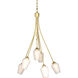 Flora 6 Light 23.1 inch Modern Brass Chandelier Ceiling Light in Opal