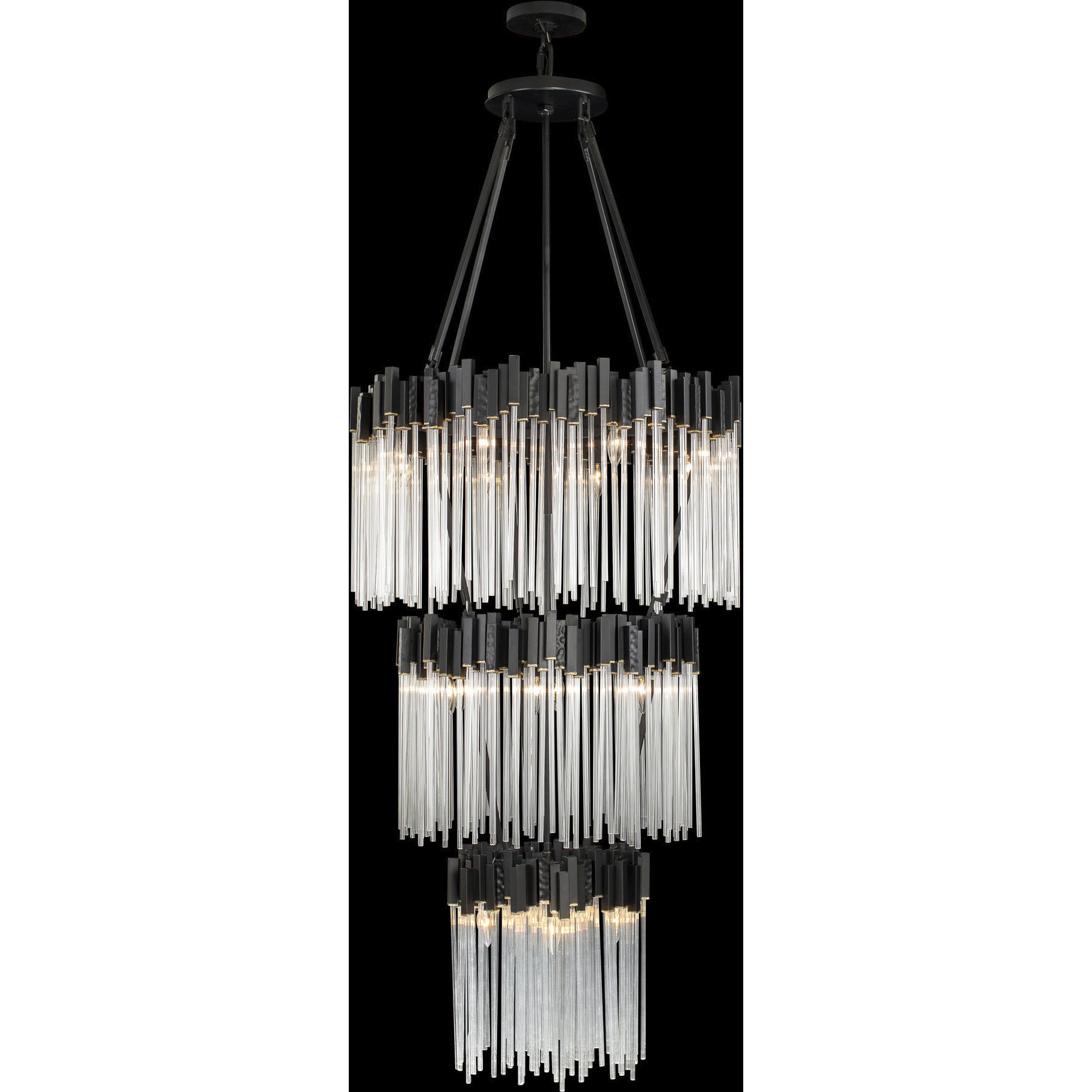 Matrix 18 Light 30 inch Matte Black and French Gold Chandelier Ceiling Light in Matte Black/French Gold
