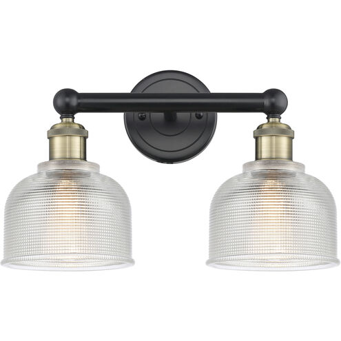Dayton 2 Light 14.5 inch Black Antique Brass Bath Vanity Light Wall Light in Clear