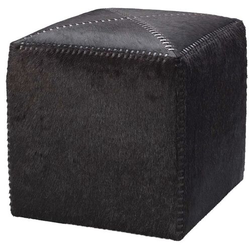 Leather and Hide 16 inch Espresso Hide w/ Dark Brown Stitching Ottoman