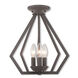 Prism 3 Light 14 inch Bronze Convertible Mini Chandelier/Ceiling Mount Ceiling Light