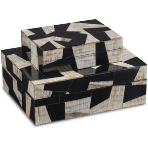 Bindu 10 inch Natural and Black with Linen Boxes, Set of 2