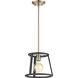 Chassis 1 Light 10 inch Copper Brushed Brass and Matte Black Mini Pendant Ceiling Light