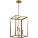 Traditional 4 Light 12 inch Natural Brass Pendant Ceiling Light