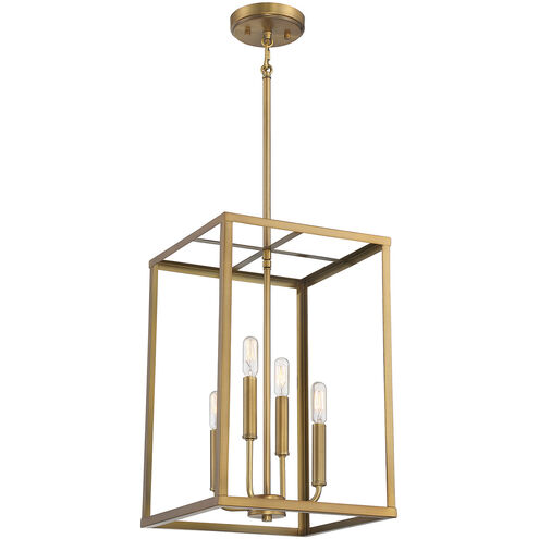 Traditional 4 Light 12 inch Natural Brass Pendant Ceiling Light