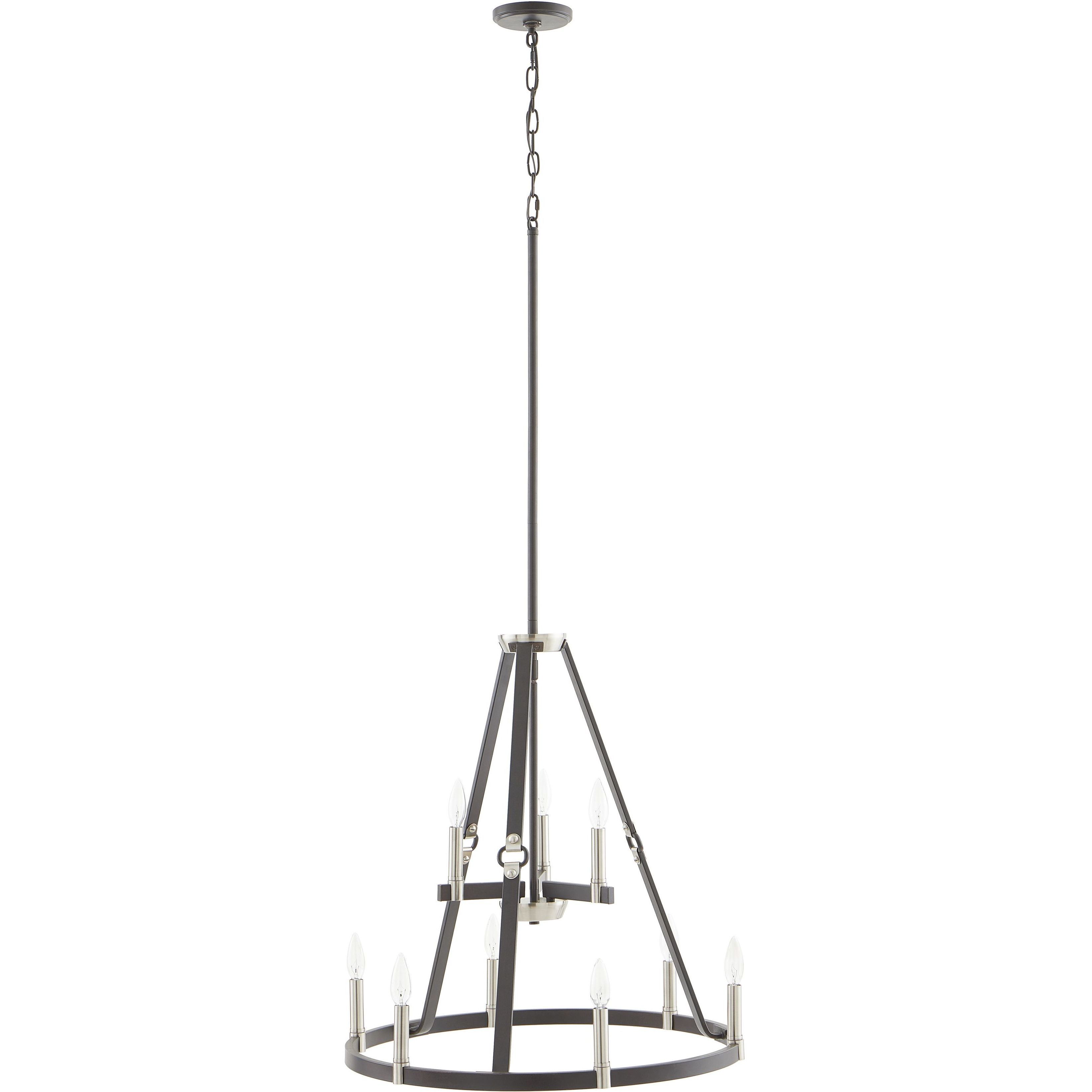 Armstrong Grove 9 Light 25 inch Charcoal with Satin Nickel Chandelier Ceiling Light