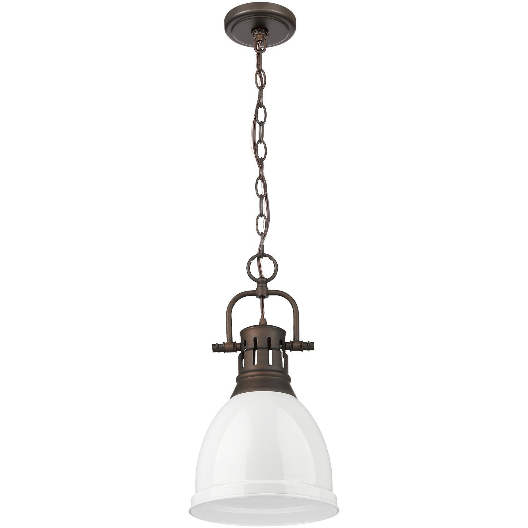 Yep Duncan 1 Light 8.88 inch Rubbed Bronze Pendant Ceiling Light in White, Small