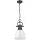 Yep Duncan 1 Light 8.88 inch Rubbed Bronze Pendant Ceiling Light in White, Small