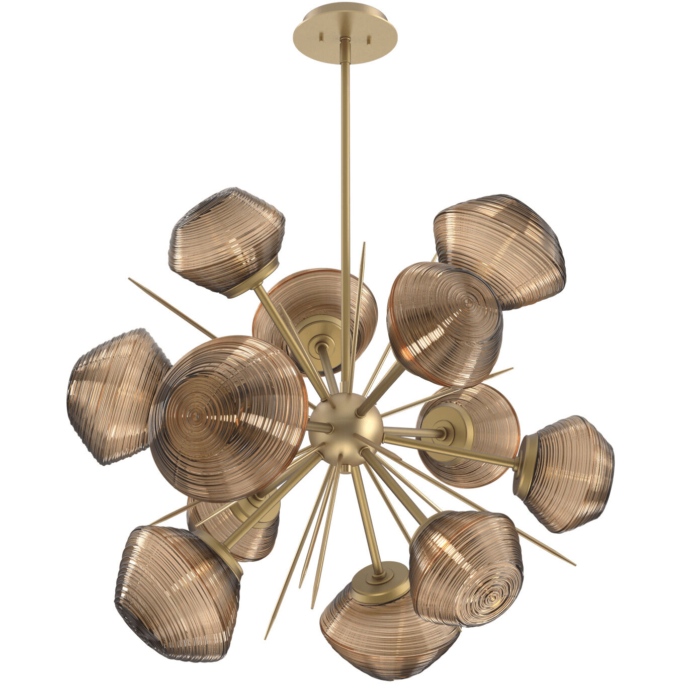 Mesa LED Gilded Brass Chandelier Ceiling Light, Starburst