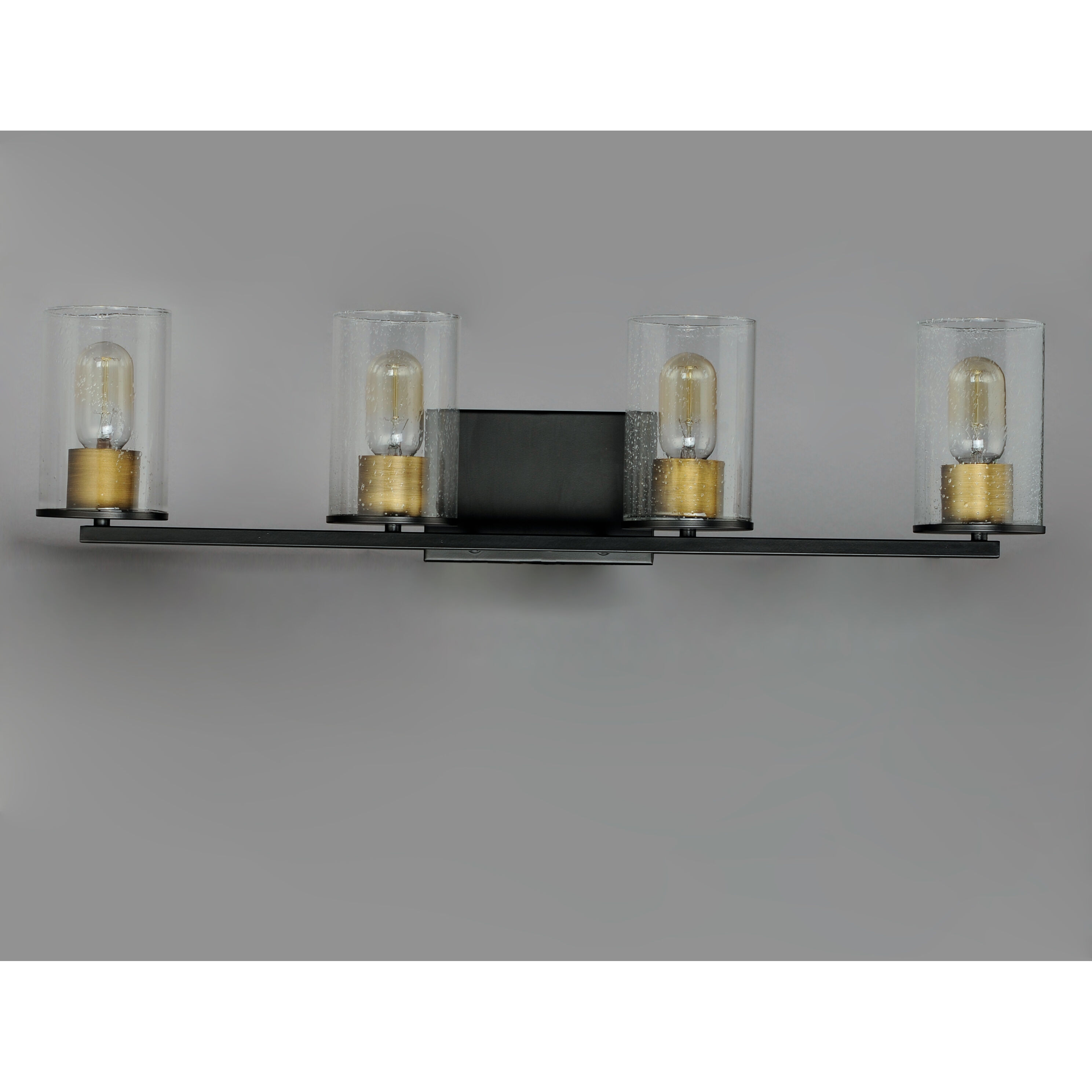 Sleek 4 Light 31 inch Antique Brass/Black Bath Vanity Wall Light