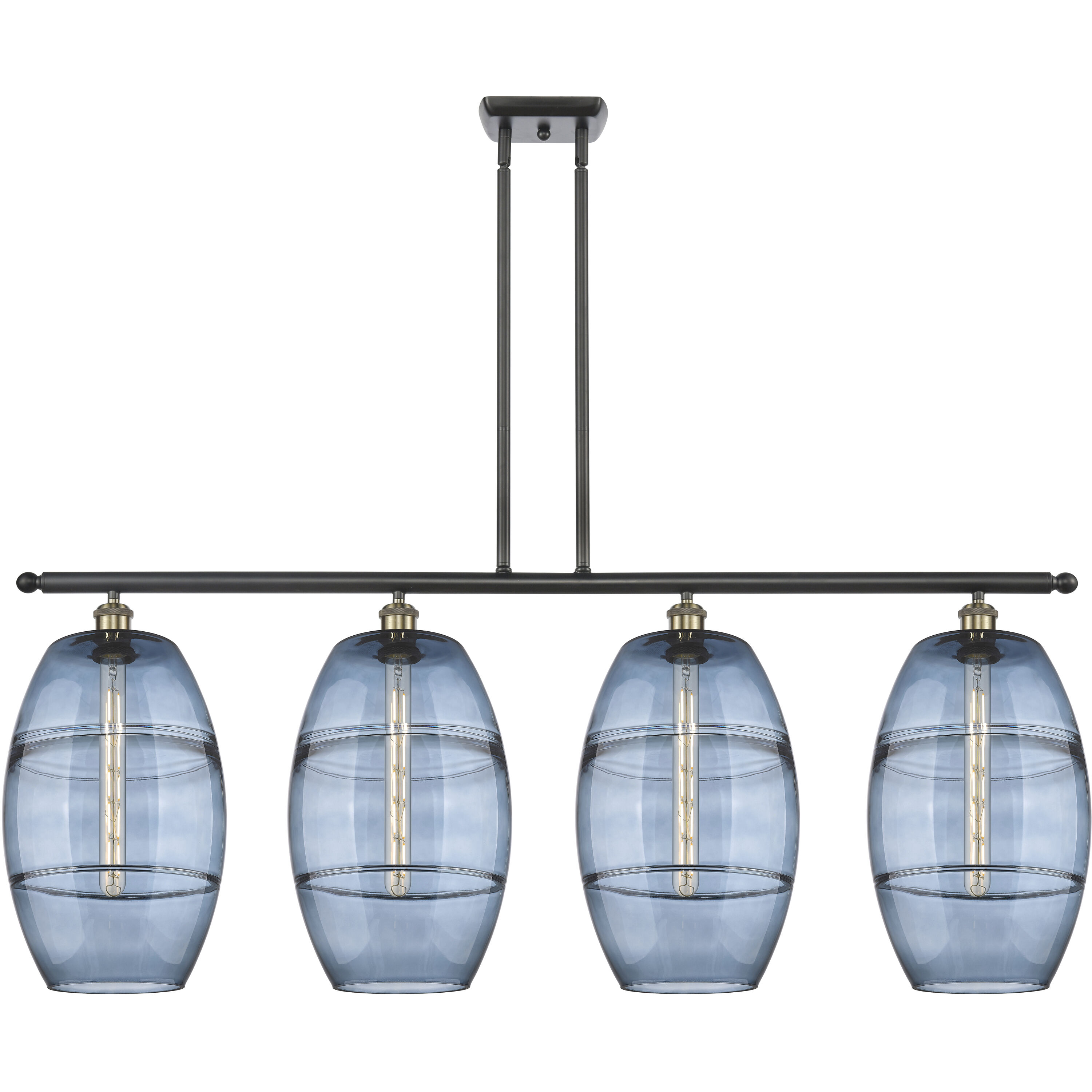 Ballston Vaz 4 Light 48.25 inch Black Antique Brass Stem Hung Island Light Ceiling Light