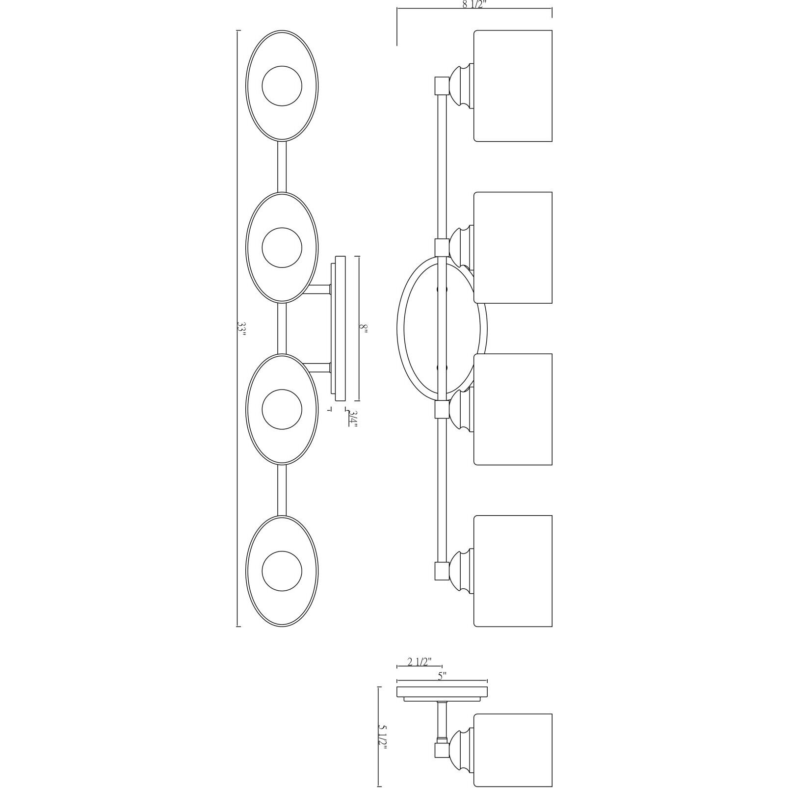 Kane 4 Light 33 inch Satin Nickel Bathroom Vanity Light Wall Light, Essentials