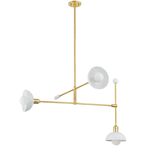 Billie 3 Light 36 inch Aged Brass/Soft White Chandelier Ceiling Light