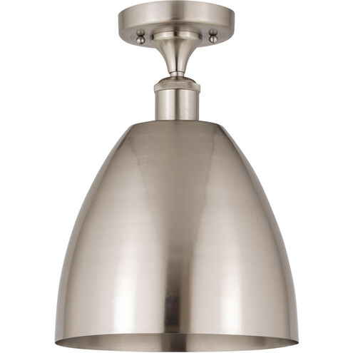 Ballston Plymouth Dome 1 Light 9 inch Antique Brass Semi-Flush Mount Ceiling Light in Matte Blue