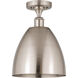 Ballston Plymouth Dome 1 Light 8 inch Brushed Brass Semi-Flush Mount Ceiling Light in Matte Red