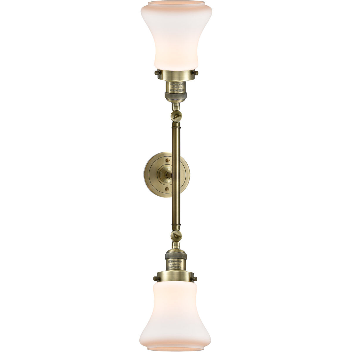 Franklin Restoration Bellmont LED 17 inch Antique Brass Bath Vanity Light Wall Light in Matte White Glass, Franklin Restoration