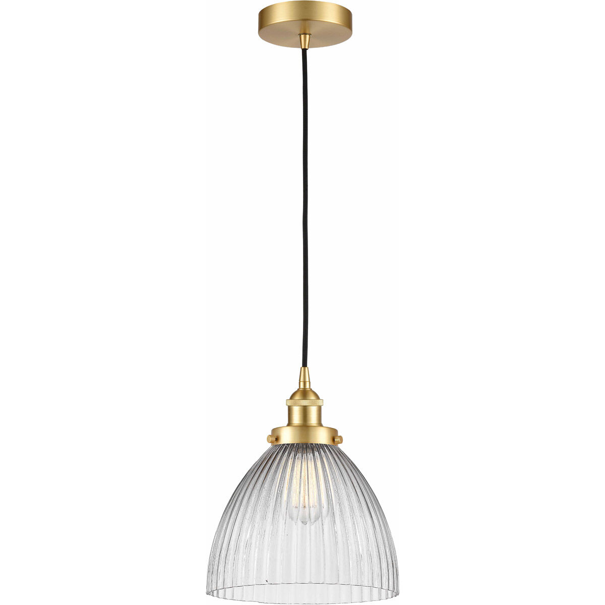 Edison Seneca Falls 1 Light 10 inch Satin Gold Mini Pendant Ceiling Light