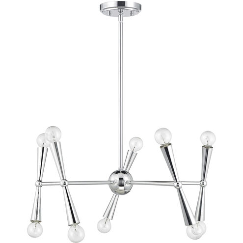 Contemporary 10 Light 24 inch Chrome Chandelier Ceiling Light