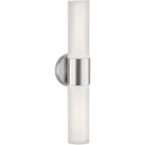 Aqueous 2 Light 5 inch Brushed Steel Vanity Light Wall Light