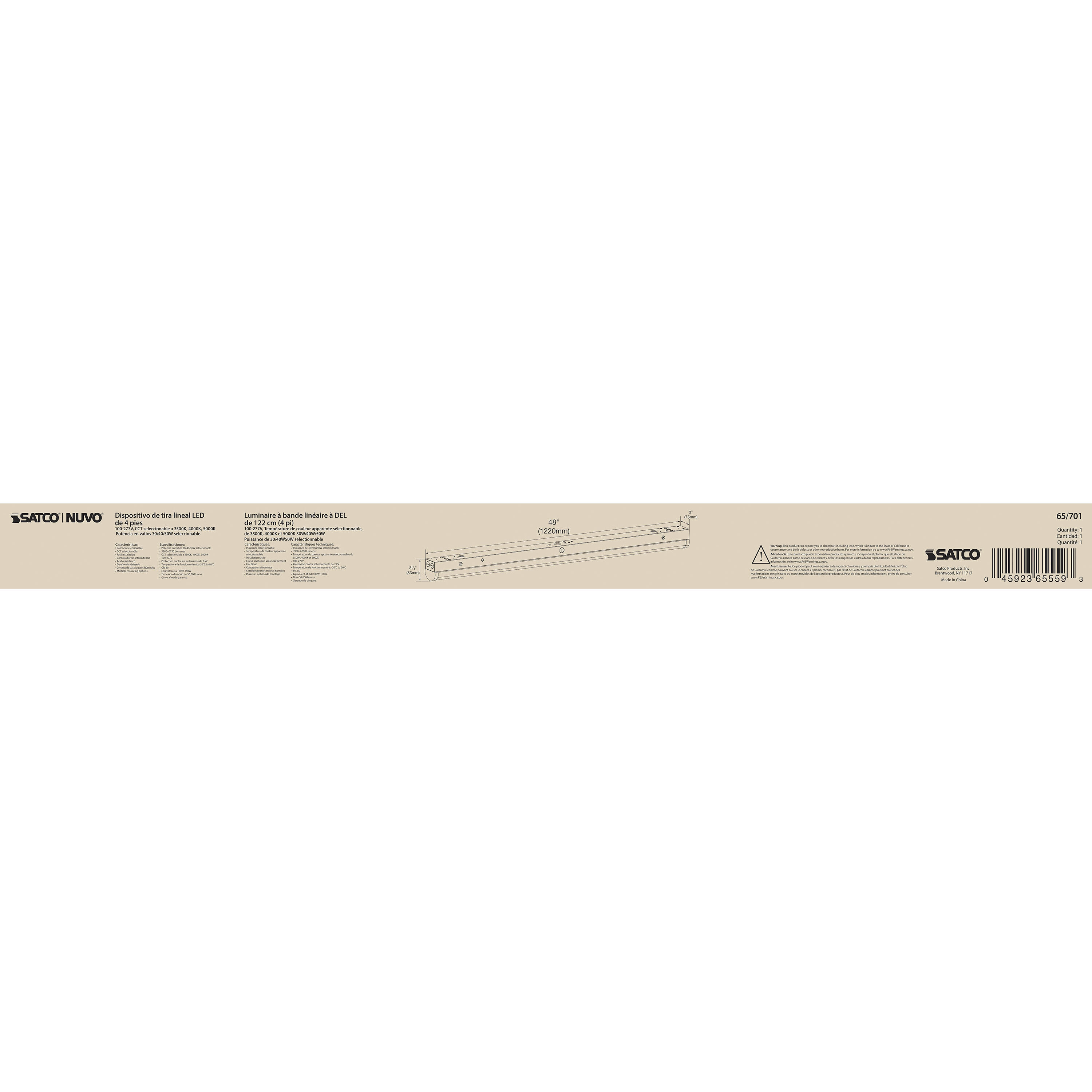 Brentwood LED 3 inch White Linear Strip Ceiling Light