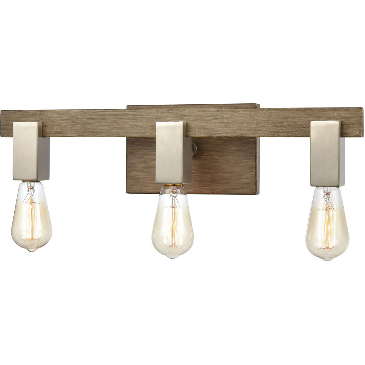 Brushed nickel and wood vanity light shop