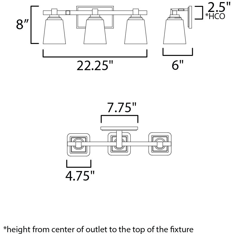 Cubos 3 Light 22.25 inch Satin Nickel Bath Vanity Wall Light