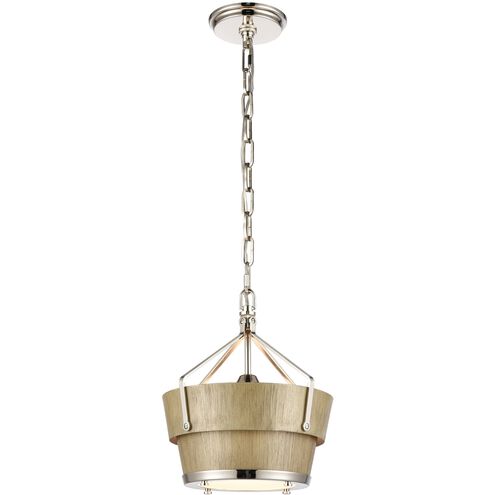 Marin 1 Light 10.5 inch Polished Nickel Pendant Ceiling Light in Corkwood/Polished Nickel