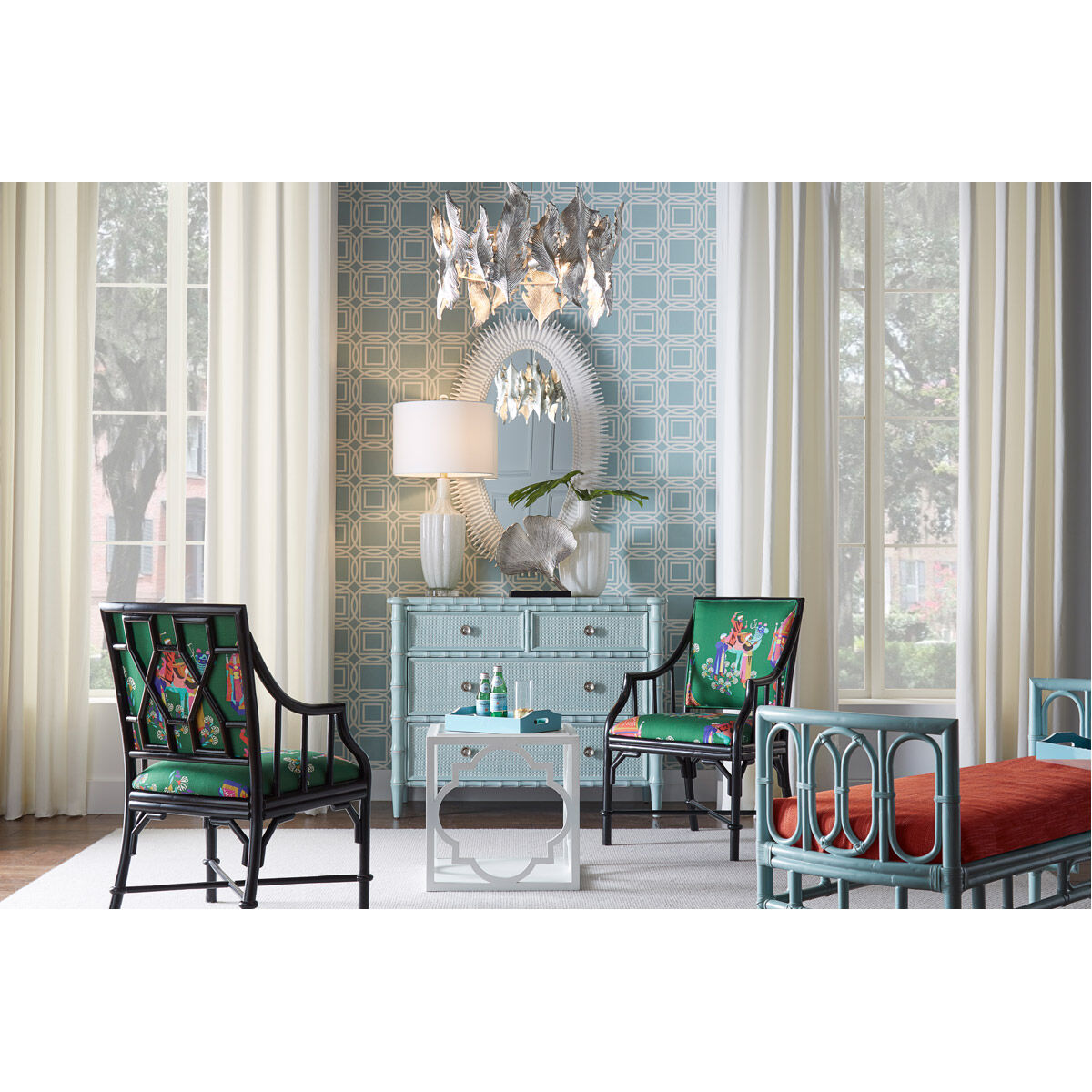 Wildwood Blue/White Glaze/Satin Nickel Chest