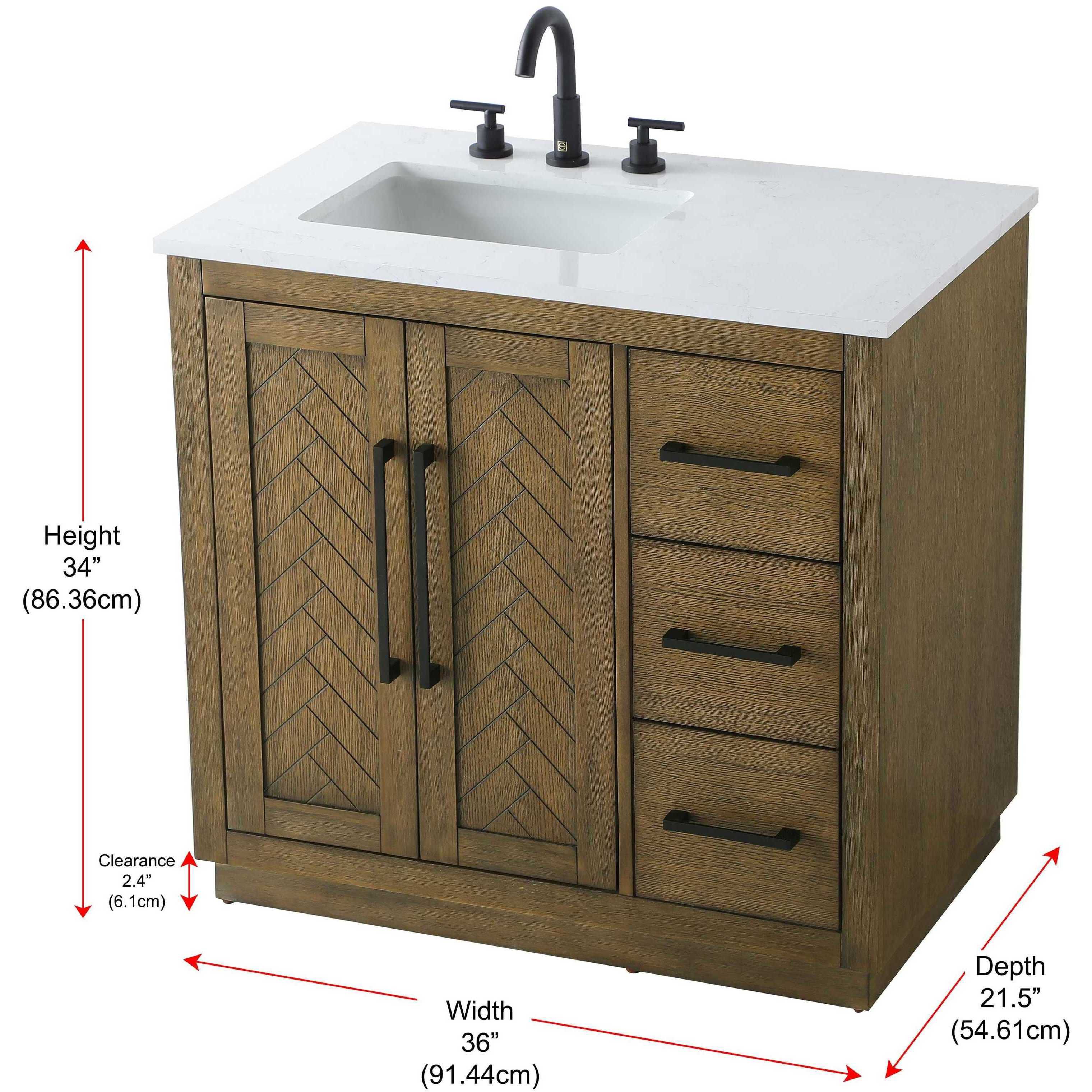 Chase 36 X 34 inch Hazel Oak Bathroom Vanity Cabinet