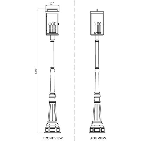 Hartwell 5 Light 108.75 inch Sand Black Outdoor Post Mounted Fixture