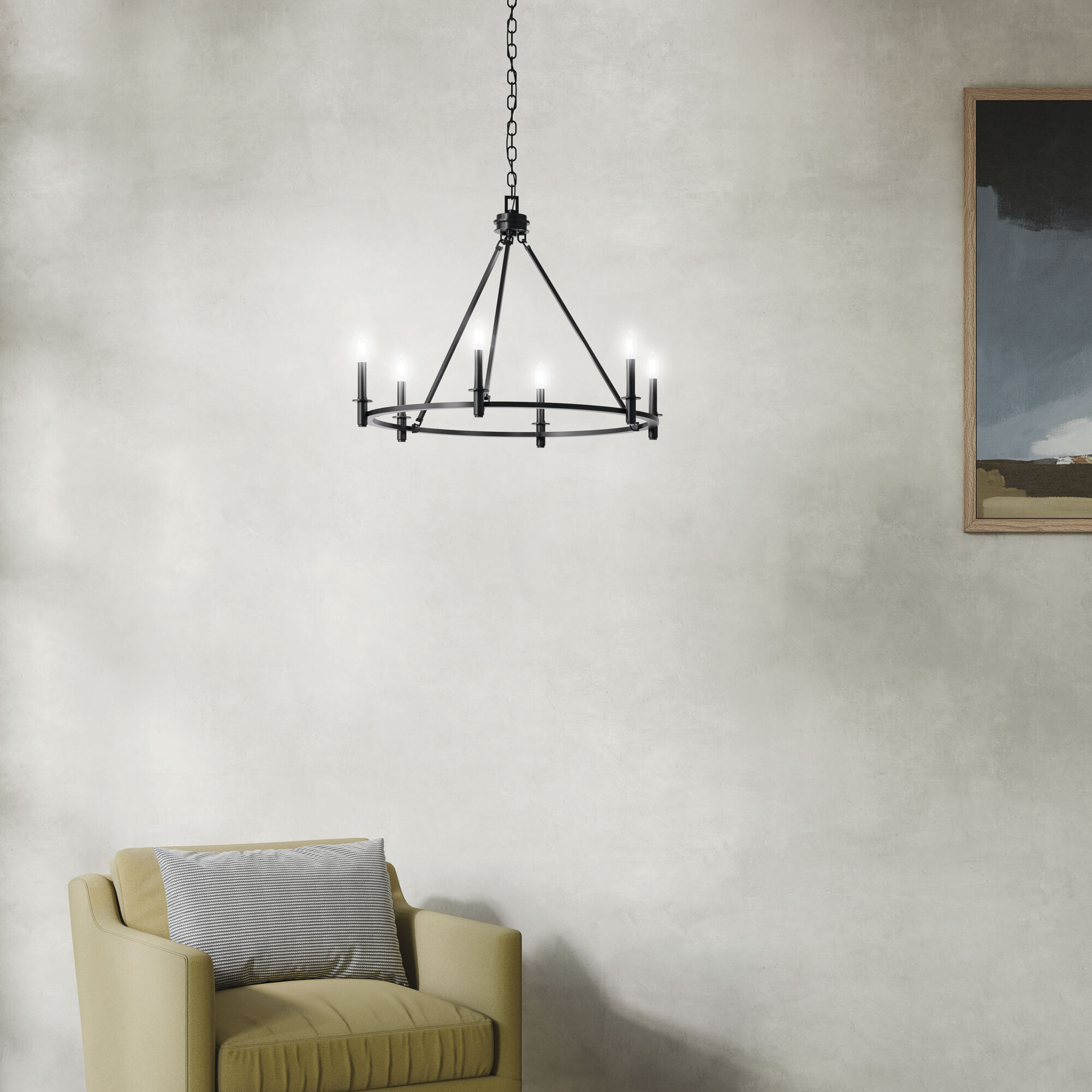 Carrick 6 Light Black Chandelier Ceiling Light, 1 Tier Small