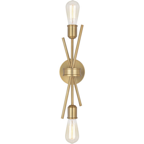 Estelle 2 Light 4.75 inch Natural Brass Wall Light