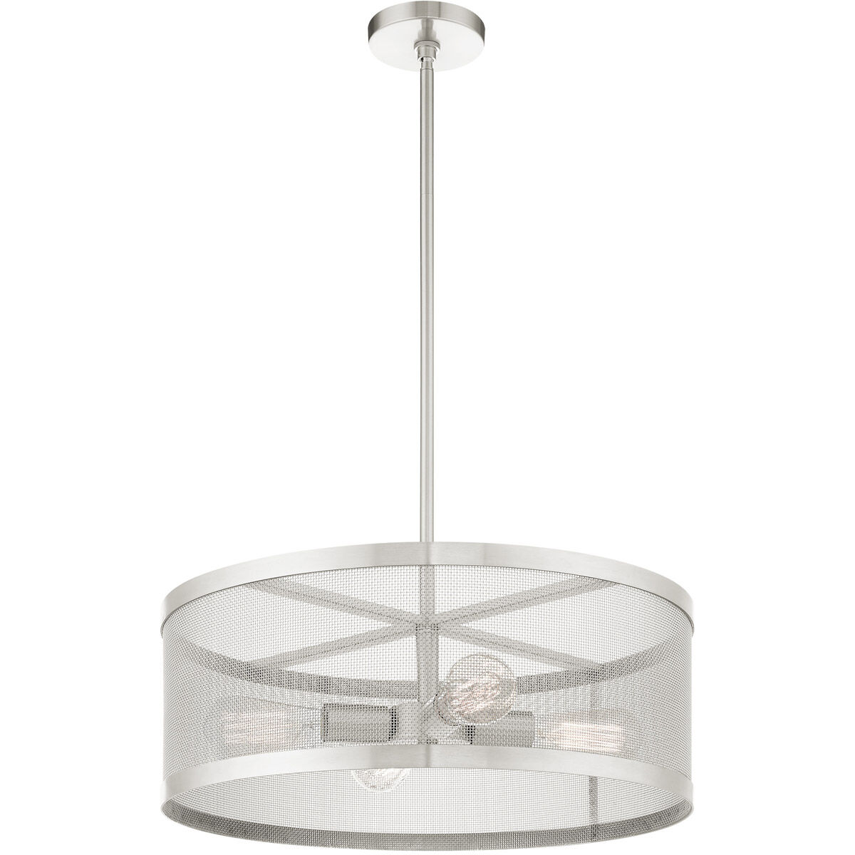 Industro 4 Light 20 inch Brushed Nickel Chandelier Ceiling Light