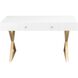 Guilford 54 X 25.5 inch White with Satin Brass Desk