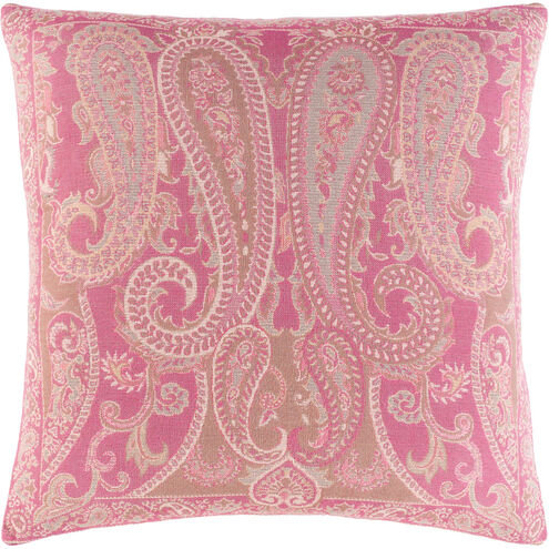 Boteh 20 X 20 inch Bright Pink/Taupe/Light Gray/Cream Pillow Kit, Square