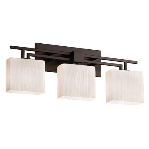 Fusion 3 Light 26 inch Dark Bronze Vanity Light Wall Light in Rectangle, Incandescent, Ribbon Fusion