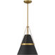 Springfield 1 Light 12 inch Legacy Brass and Dark Matte Black Pendant Ceiling Light