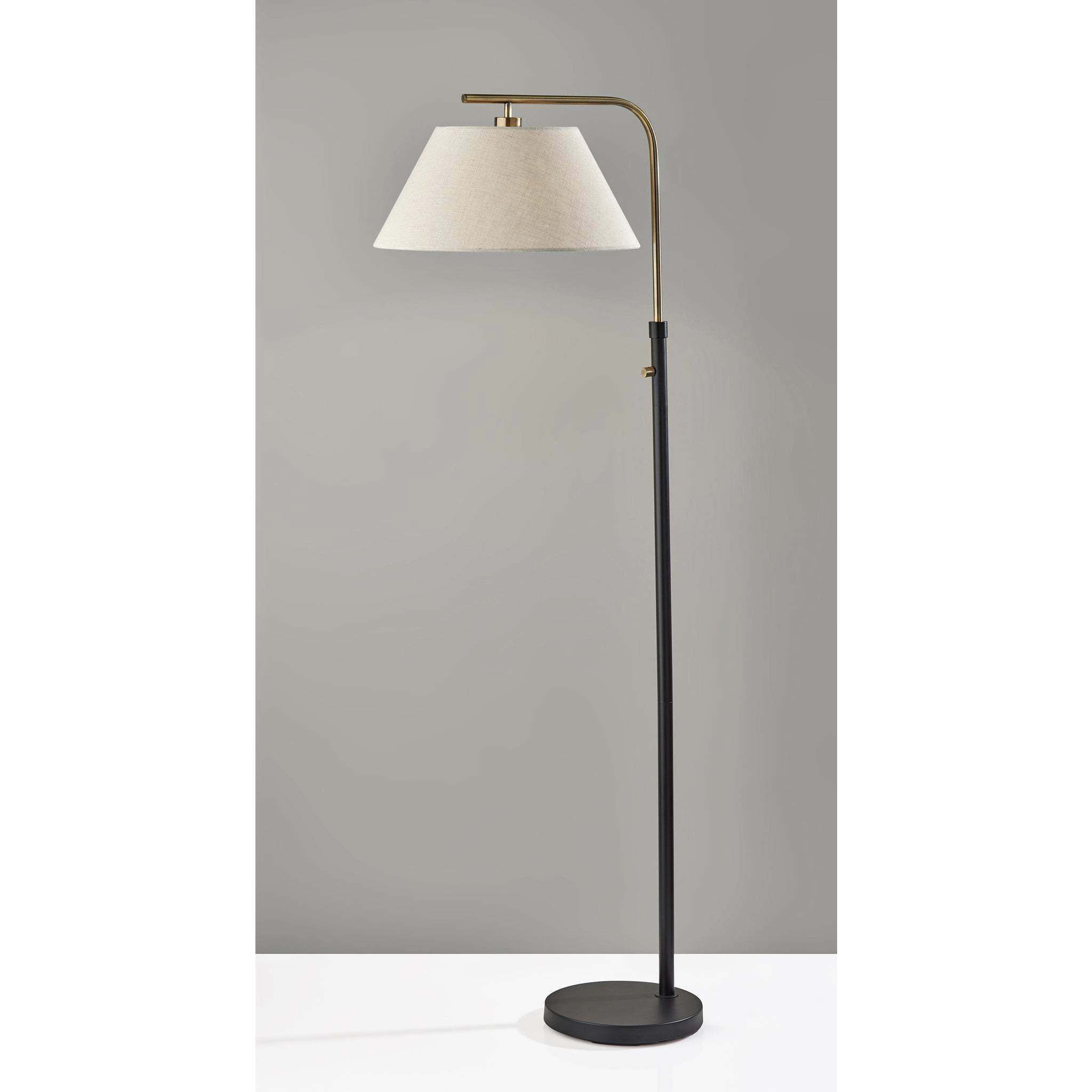 Fletcher 58.5 inch 100.00 watt Black and Antique Brass Floor Lamp Portable Light