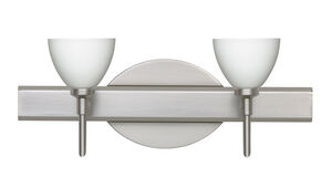 Divi 2 Light 15 inch Satin Nickel Vanity Lighting Wall Light in Halogen, Opal Matte Glass