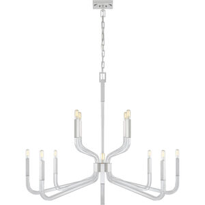 Chapman & Myers Reagan 12 Light 44.75 inch Polished Nickel and Crystal Two Tier Chandelier Ceiling Light in (None), Grande