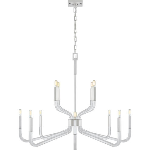 Chapman & Myers Reagan 12 Light 44.75 inch Polished Nickel and Crystal Two Tier Chandelier Ceiling Light in (None), Grande