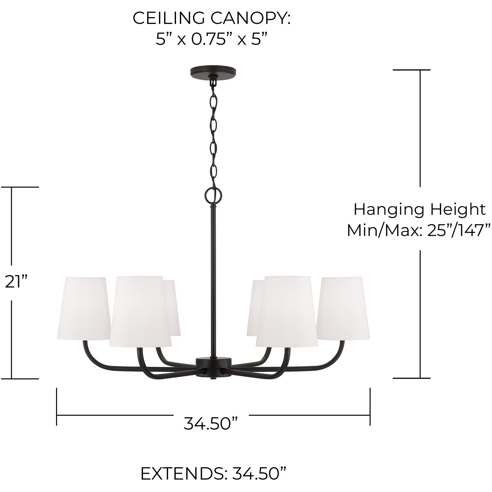 Brody 6 Light 34.5 inch Matte Black Chandelier Ceiling Light