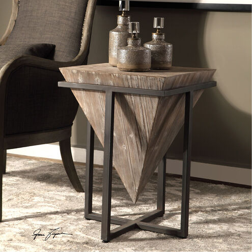 Bertrand 25 X 18 inch Gray Wash Aged Fir Wood and Aged Black Accent Table