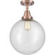 Beacon LED 12 inch Antique Copper Flush Mount Ceiling Light in Seedy Glass