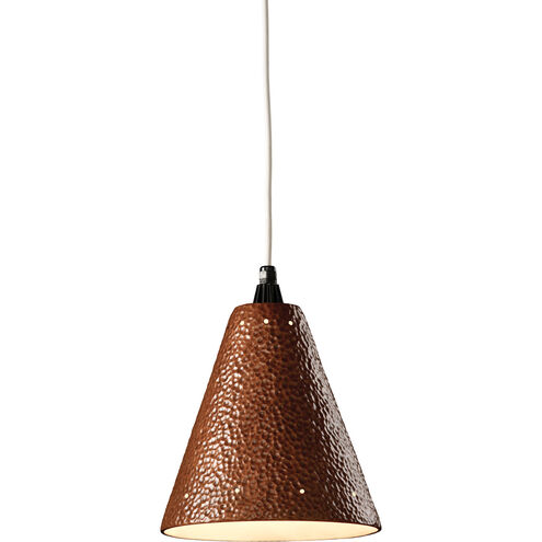 Radiance 1 Light 10 inch Hammered Copper Pendant Ceiling Light in White Cord
