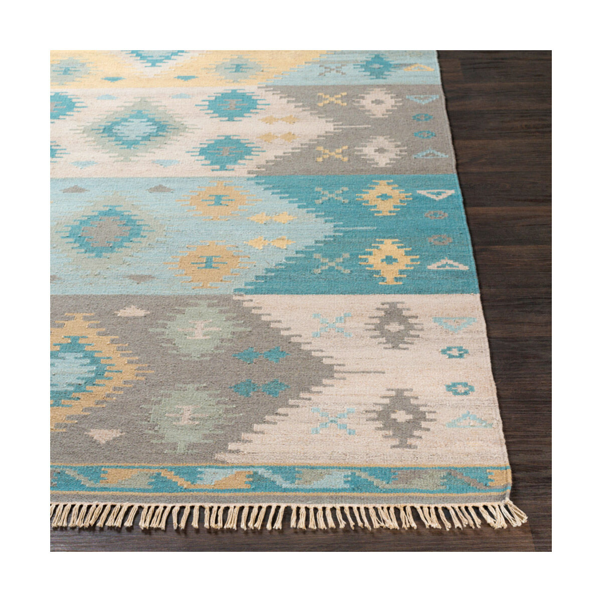 Bodie 90 X 60 inch Aqua/Wheat/Sage/Taupe/Camel/Medium Gray/Beige Rugs, Rectangle