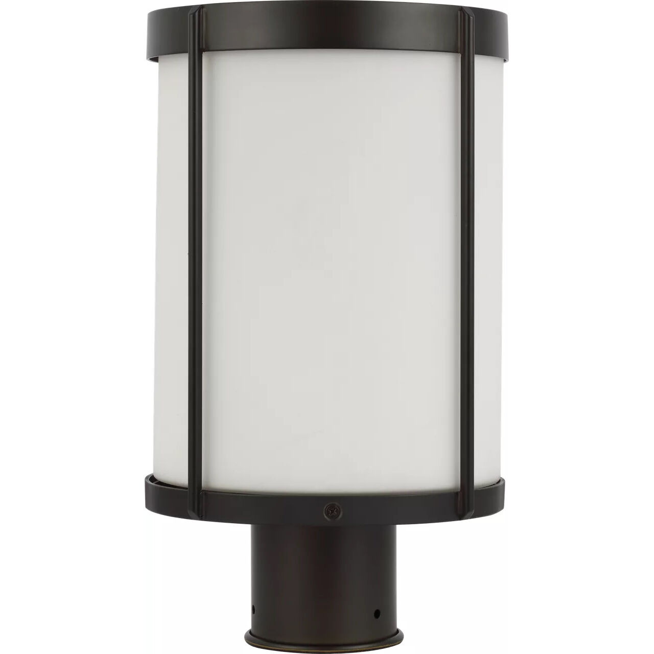 Luning 1 Light 13.38 inch Textured Black Outdoor Post Lantern in Standard, Etched White Glass