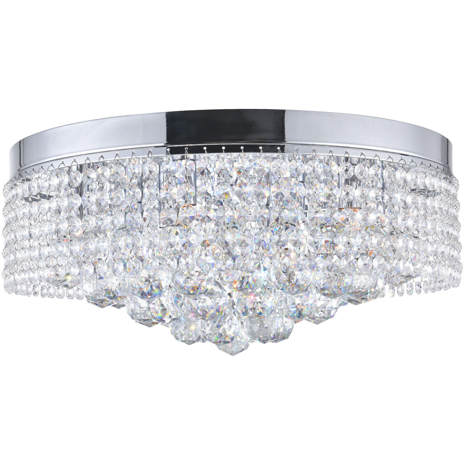 Cascade 8 Light 18 inch Chrome Drum Shade Flush Mount Ceiling Light