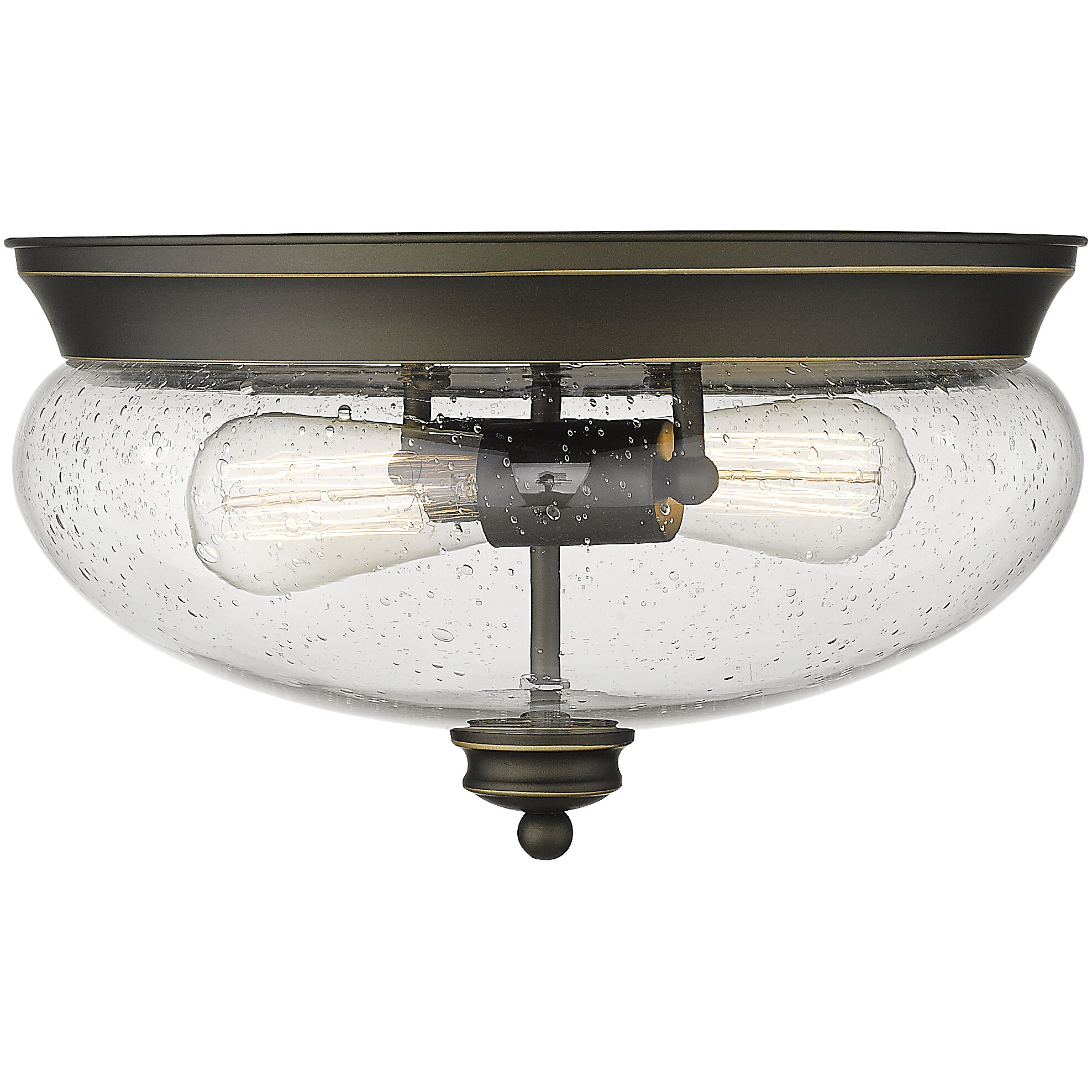 Amon 2 Light 13 inch Olde Bronze Flush Mount Ceiling Light in Clear Seedy Glass, 3.3